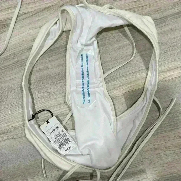 NWT Shade & Shore Swim White High Cut Tie Strap Bikini Swimsuit Bottoms Size XL - Picture 3 of 5